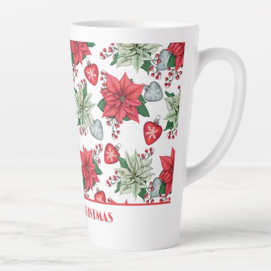 Christmas Poinsettia Pattern Milchtasse (Rechts)