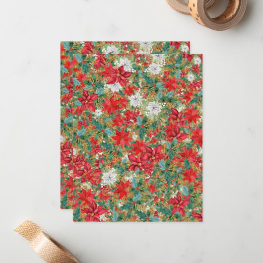 Christmas Poinsettia Pattern Mitteilungskarte (Vorderseite/Rückseite Beispiel)