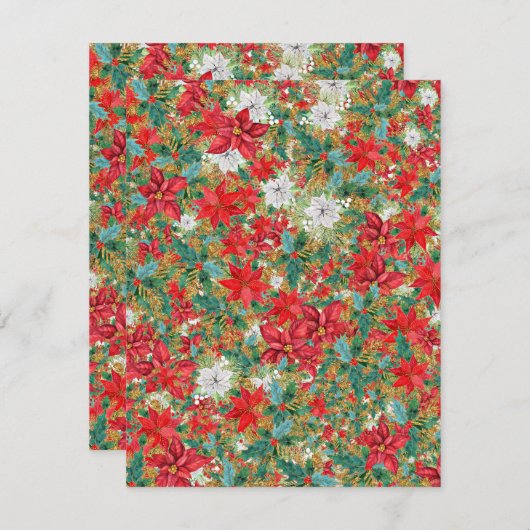 Christmas Poinsettia Pattern Mitteilungskarte (Vorne/Hinten)