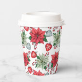 Christmas Poinsettia Pattern Pappbecher (Rückseite)
