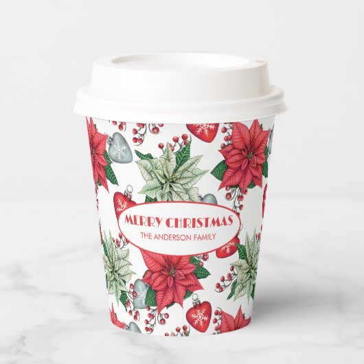 Christmas Poinsettia Pattern Pappbecher (Vorderseite)