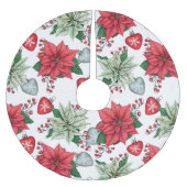 Christmas Poinsettia Pattern Polyester Weihnachtsbaumdecke (Vorderseite)