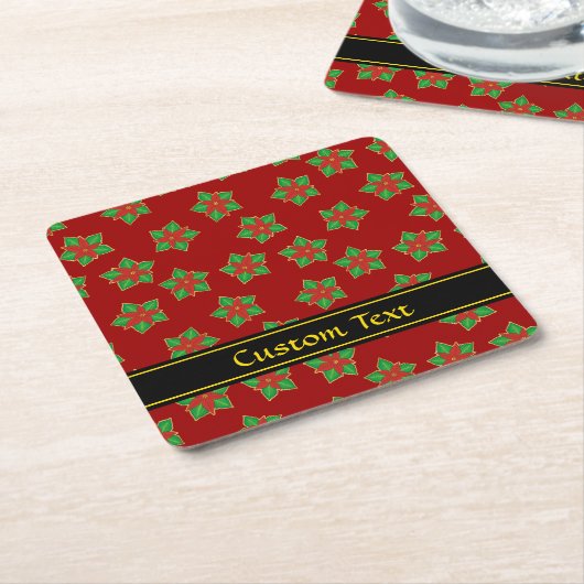 Christmas Poinsettia Pattern Rechteckiger Pappuntersetzer (angewinkelt)
