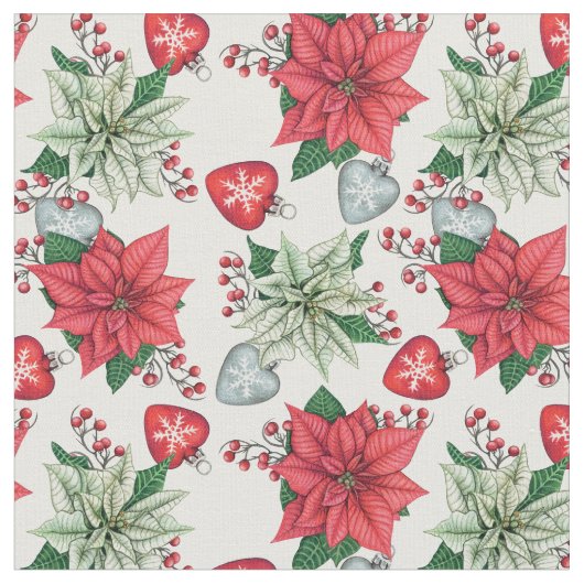 Christmas Poinsettia Pattern Stoff (Nahaufnahme)
