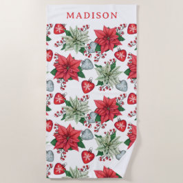 Christmas Poinsettia Pattern Strandtuch
