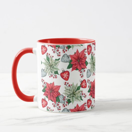 Christmas Poinsettia Pattern Tasse (Links)