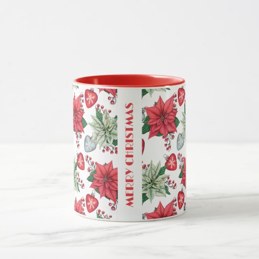 Christmas Poinsettia Pattern Tasse (Zentrum)