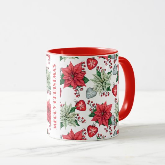 Christmas Poinsettia Pattern Tasse (VorderseiteRechts)