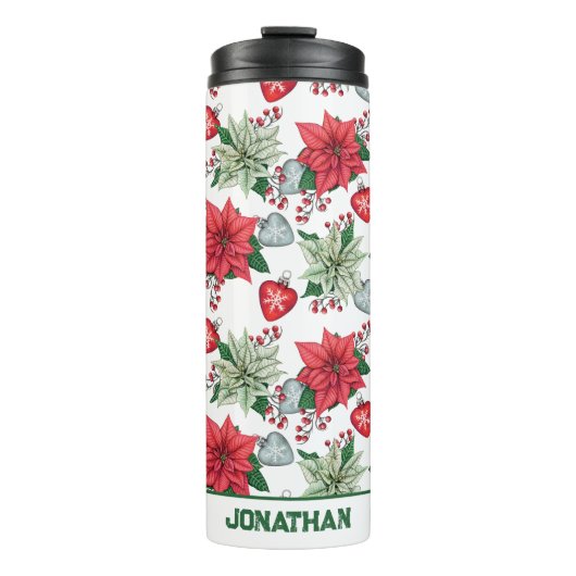 Christmas Poinsettia Pattern Thermosbecher (Vorderseite)