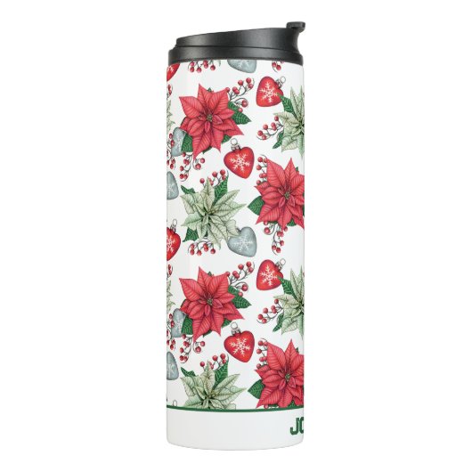 Christmas Poinsettia Pattern Thermosbecher (Nach links gedreht)