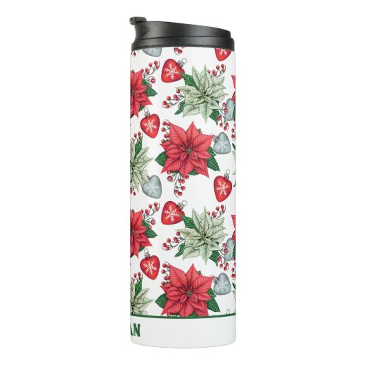 Christmas Poinsettia Pattern Thermosbecher (Nach rechts gedreht)
