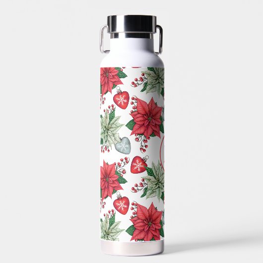 Christmas Poinsettia Pattern Trinkflasche (Vorne)