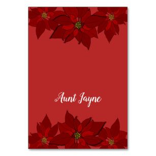 Christmas Poinsettia Red Tented Platzkarten Tischnummer