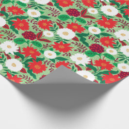 Christmas Poinsettia Red White Floral Monogram Geschenkpapier