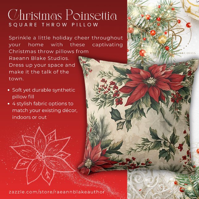 Christmas Poinsettia Throw Kissen (Von Creator hochgeladen)