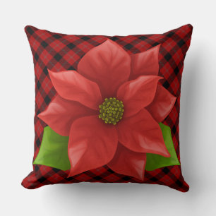 Christmas Poinsettia Throw Kissen