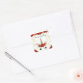 Christmas Poinsettia Unicorn Green Gastgeschenke Quadratischer Aufkleber (Umschlag)