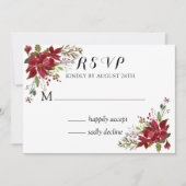 Christmas Poinsettia Wedding RSVP Einladung (Vorderseite)