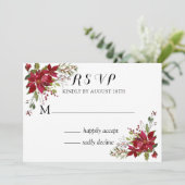 Christmas Poinsettia Wedding RSVP Einladung (Stehend Vorderseite)