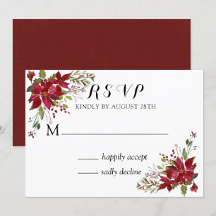 Christmas Poinsettia Wedding RSVP Einladung