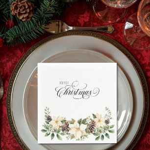 Christmas Poinsettia weiß Serviette
