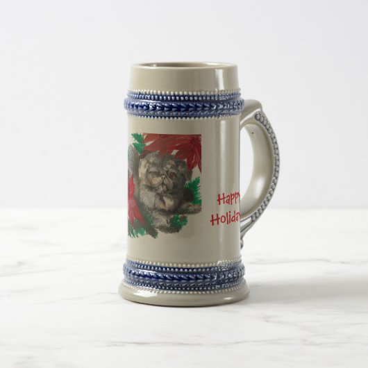 Christmas Poinsettia Welpe Designed Tasse Stein (VorderseiteRechts)