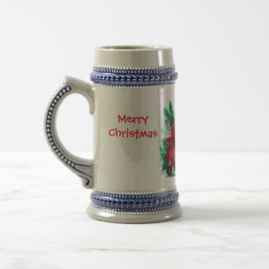 Christmas Poinsettia Welpe Designed Tasse Stein (Links)