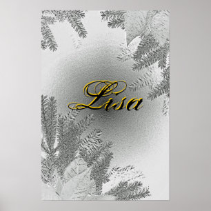 Christmas Poinsettia White and Gray Lisa Poster