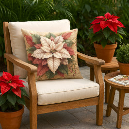 Christmas Poinsettia White and Red Porch or Patio  Kissen
