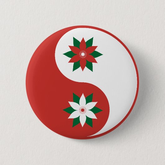 Christmas Poinsettia Yin Yang Button (Vorderseite)