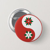 Christmas Poinsettia Yin Yang Button (Vorne & Hinten)