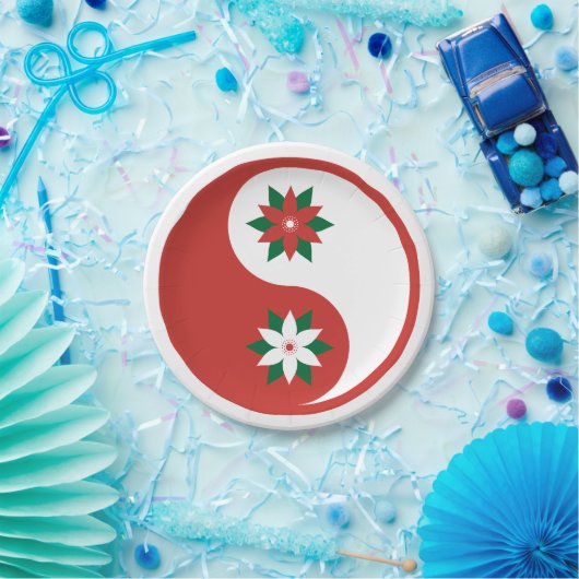 Christmas Poinsettia Yin Yang Pappteller (Party)