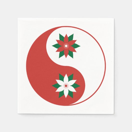 Christmas Poinsettia Yin Yang Serviette (Vorderseite)