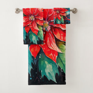Christmas Poinsettias Badhandtuch Set