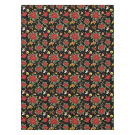 Christmas Poinsettias Bells Acorns Pine Cones Tischdecke