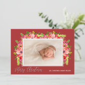 Christmas Poinsettias Foto Feiertagskarte (Stehend Vorderseite)