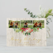 Christmas Poinsettias Garland Classic 3 Photos Folieneinladung (Stehend vorne)