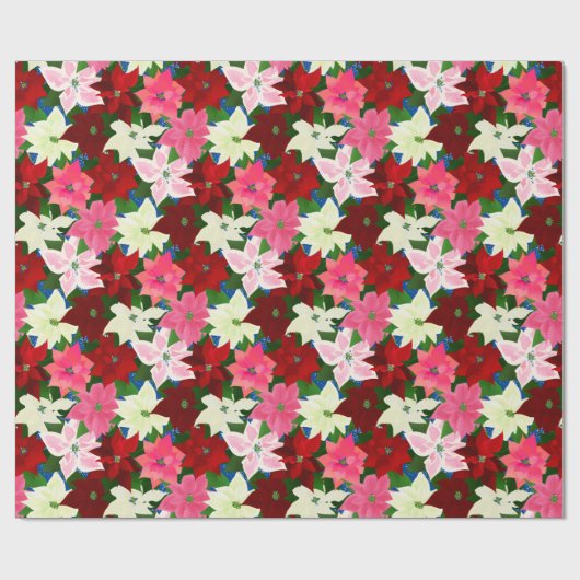 Christmas Poinsettias Geschenkpapier (Flach)