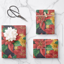 Christmas Poinsettias Geschenkpapier Set