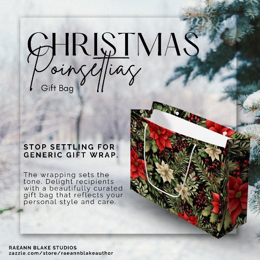Christmas Poinsettias Geschenktasche Große Geschenktüte
