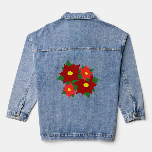 Christmas Poinsettias Jeansjacke (Rückseite)