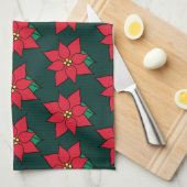 Christmas Poinsettias Kitchen Towel Geschirrtuch (Viertel Falte)
