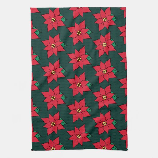 Christmas Poinsettias Kitchen Towel Geschirrtuch (Vertikal)