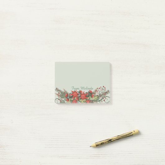 Christmas Poinsettias Swag Personalisiert Post-it Klebezettel (Auf Schreibtisch)