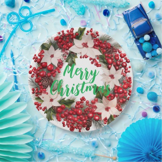 Christmas Poinsettias und Holly Pappteller (Party)