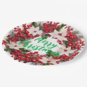 Christmas Poinsettias und Holly Pappteller (Schrägansicht)