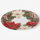 Christmas Poinsettias und Holly Pappteller (Schrägansicht)
