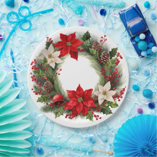 Christmas Poinsettias und Holly Pappteller (Party)