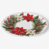Christmas Poinsettias und Holly Pappteller (Schrägansicht)
