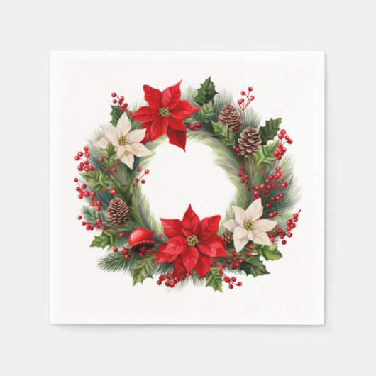 Christmas Poinsettias und Holly Serviette (Vorderseite)